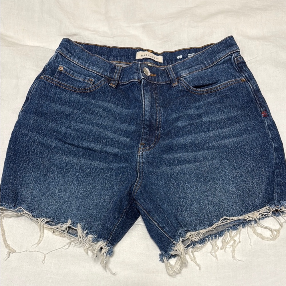 Warp + Weft blue denim shorts